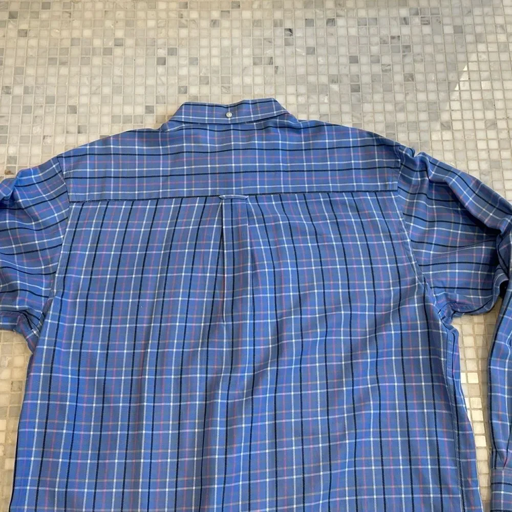 Harold Powell Long Sleeve Blue Check Dress Shirt